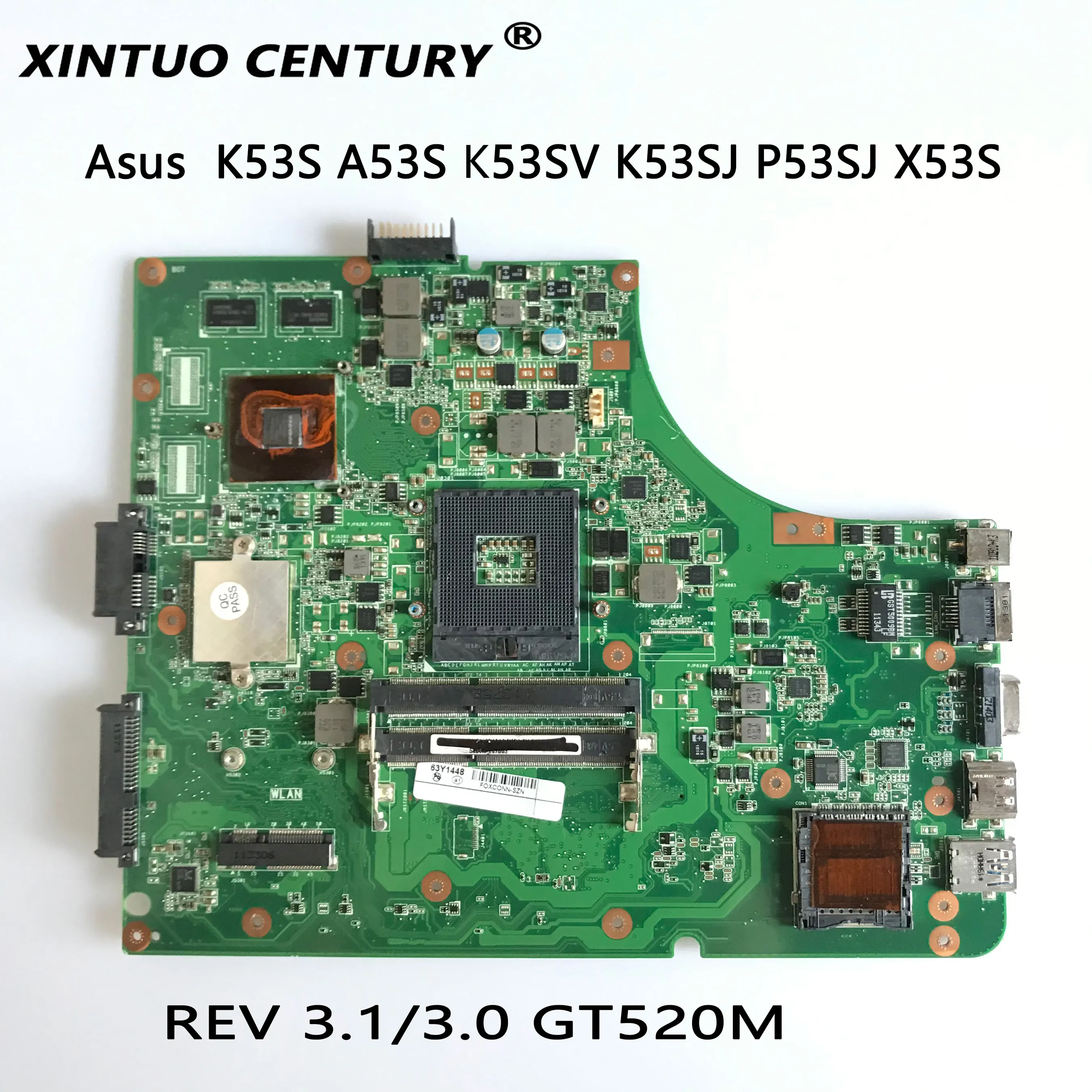 For ASUS K53S A53S K53SV K53SJ P53SJ X53S motherboard REV 3.1/3.0 GT520M K53SV laptop motherboard DDR3 motherboard 100% Tested