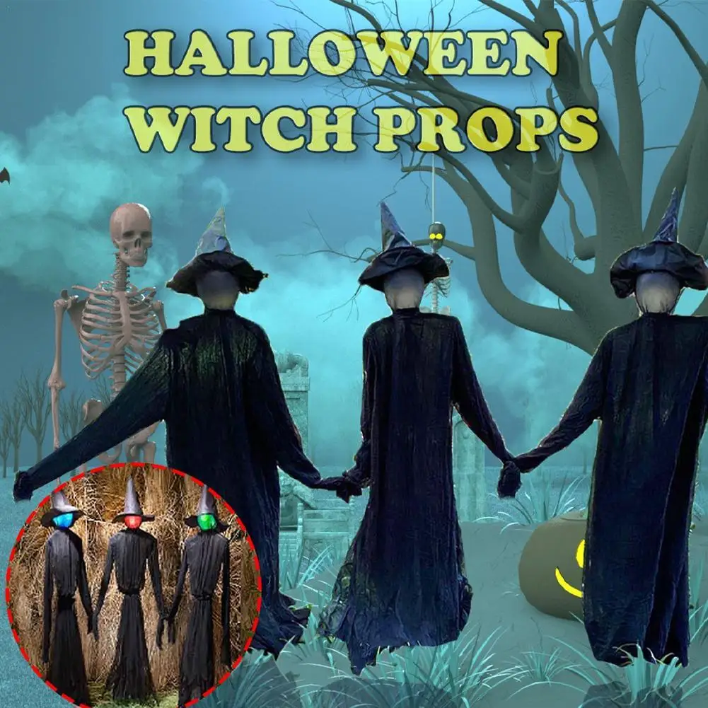 

Halloween Decorations Outdoor Large Light Up Holding Hands Screaming Witches N EW