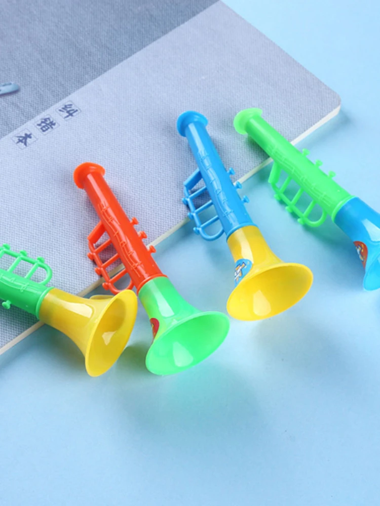 

12 pcs children's small toys double section mini small horn baby cartoon plastic kindergarten playing small musical instruments