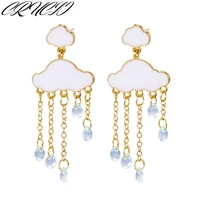 korean fashion simple creative cloud zircon earrings for women girl sweet kolczyki exquisite student sailor moon jewelry gift