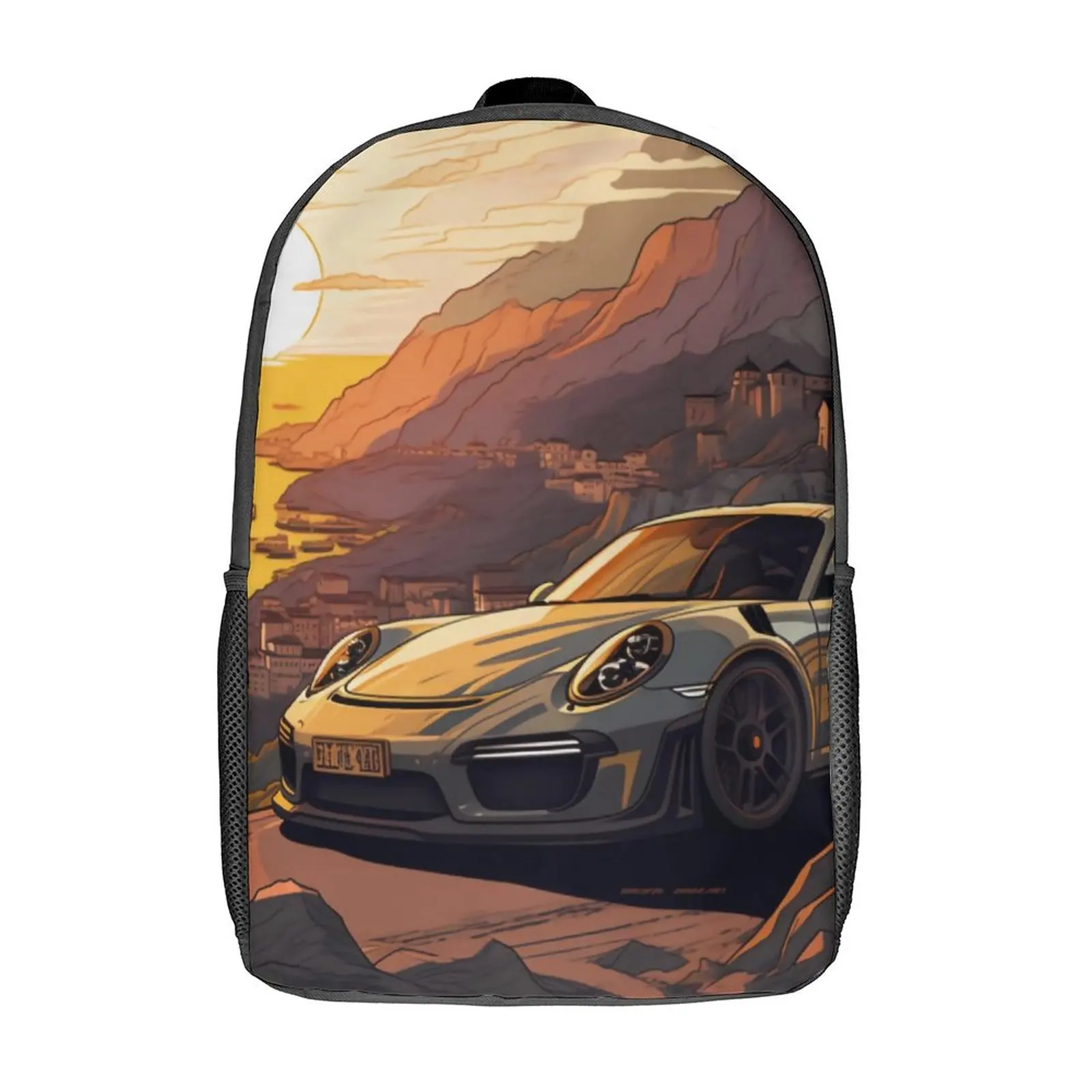 

Classic Sports Car Backpack Sun Mountain Girl Polyester Daily Backpacks Breathable Kawaii High School Bags Rucksack