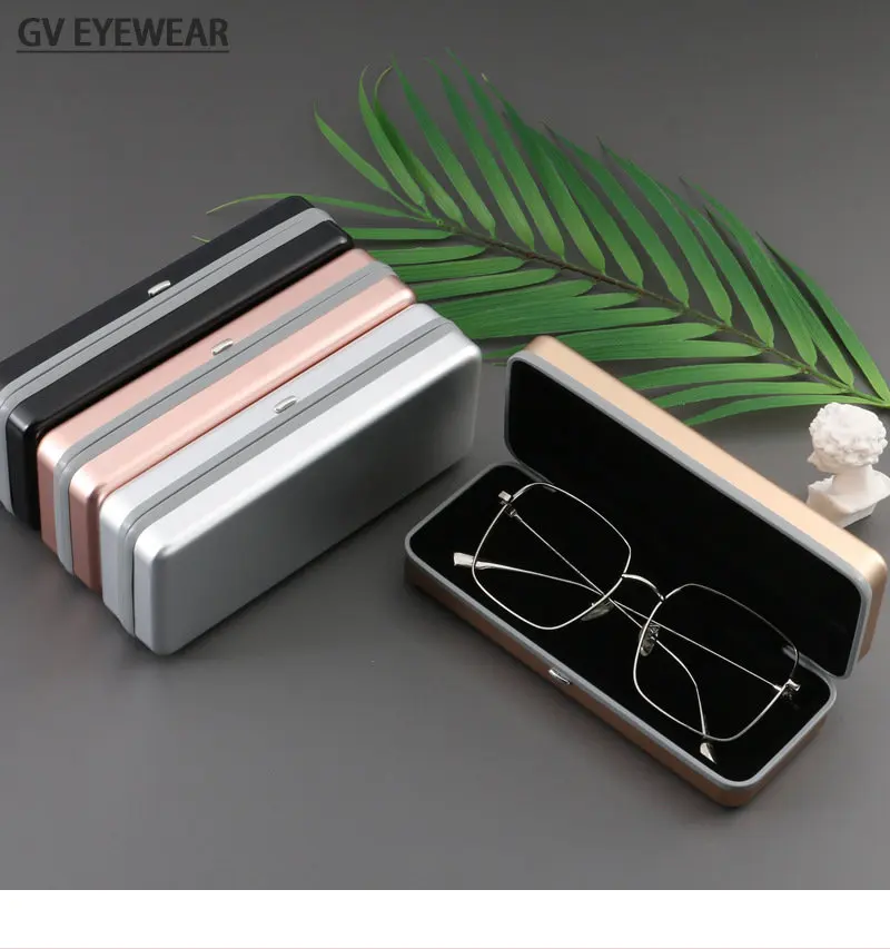 

Japanese High-end Aluminum Metal Glasses Case Square Presbyopia Myopia Sunglasses Box Protection Glasses Storage for Wholesale