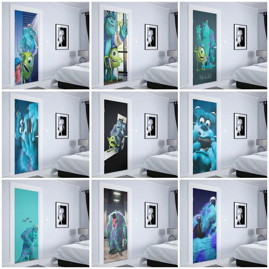 

Наклейки на двери disney с Микки и Минни акварелью, Постер для домашнего декора, мультяшная Настенная Наклейка для детской комнаты, художестве...