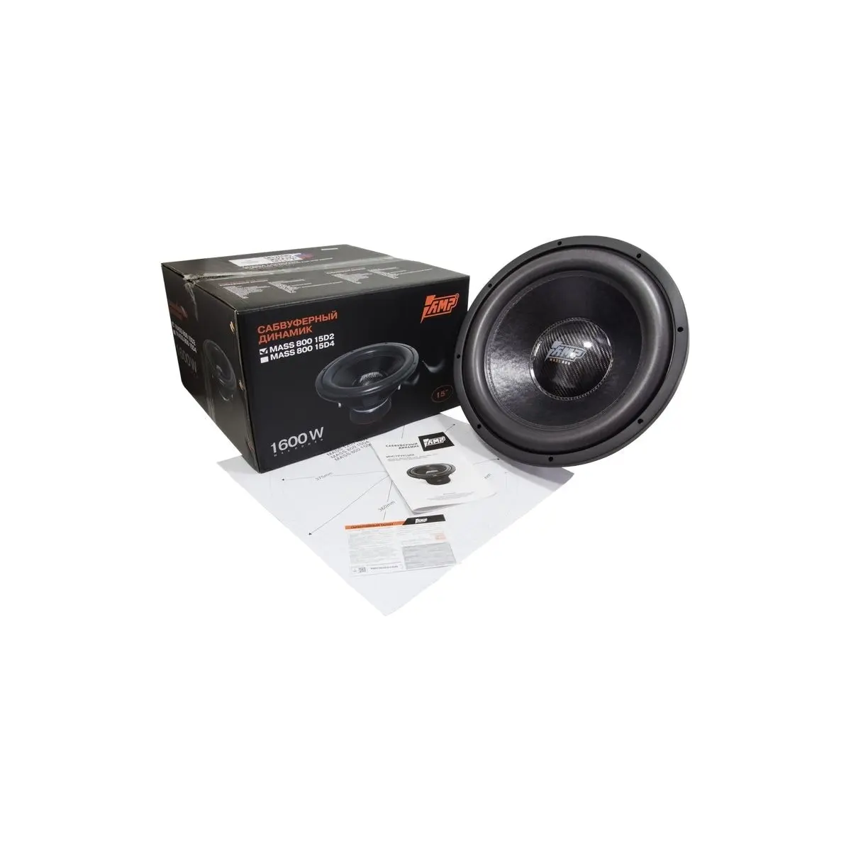 Сабвуферный динамик AMP MASS 800 15D2 (2+2 Ом RMS800) | Автомобили и мотоциклы