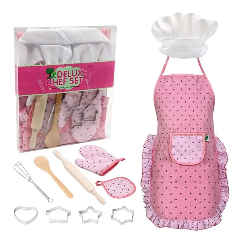 

Cooking Set For Kids Children Kitchen Interactive Pretend Baking Kit Portable Real Cooking Set With Cookware Adjustable Apron