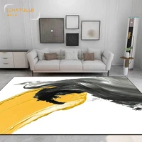 2022 light luxury new chinese style abstract ink painting watercolor black and white yellow living room bedroom bedside carpet