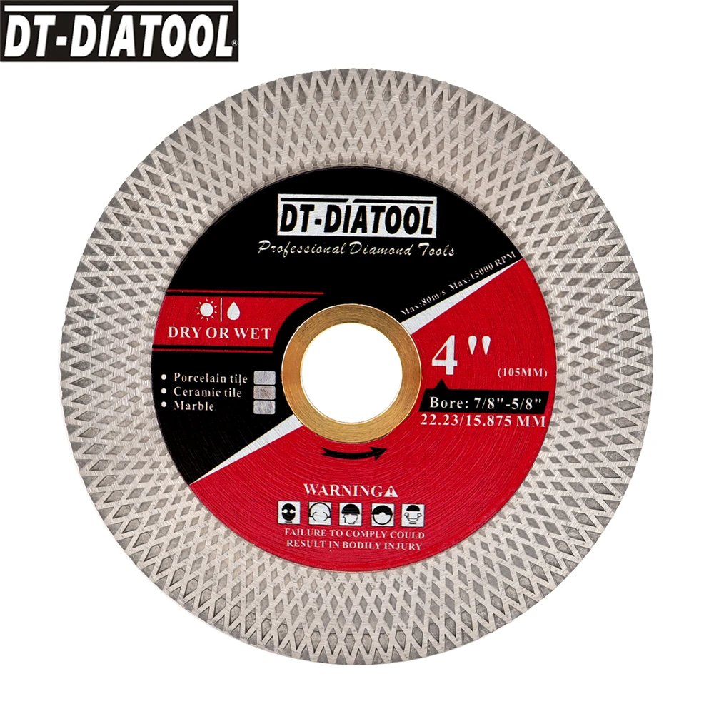 

DT-DIATOOL Dia105mm Dry Mesh Diamond Cutting Blade 4" Ceramic Tile Marble Porcelain 22.23mm Grinder Wheel Disc Double Saw Blades