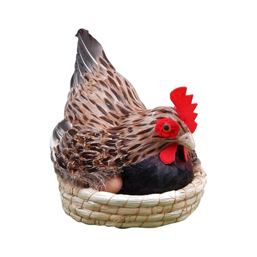 

Chicken Figurine Ornament Childrens Gifts Chicken Ornament Outdoor Toys Simulation Hen Miniature Plush Sitting Hen Toy