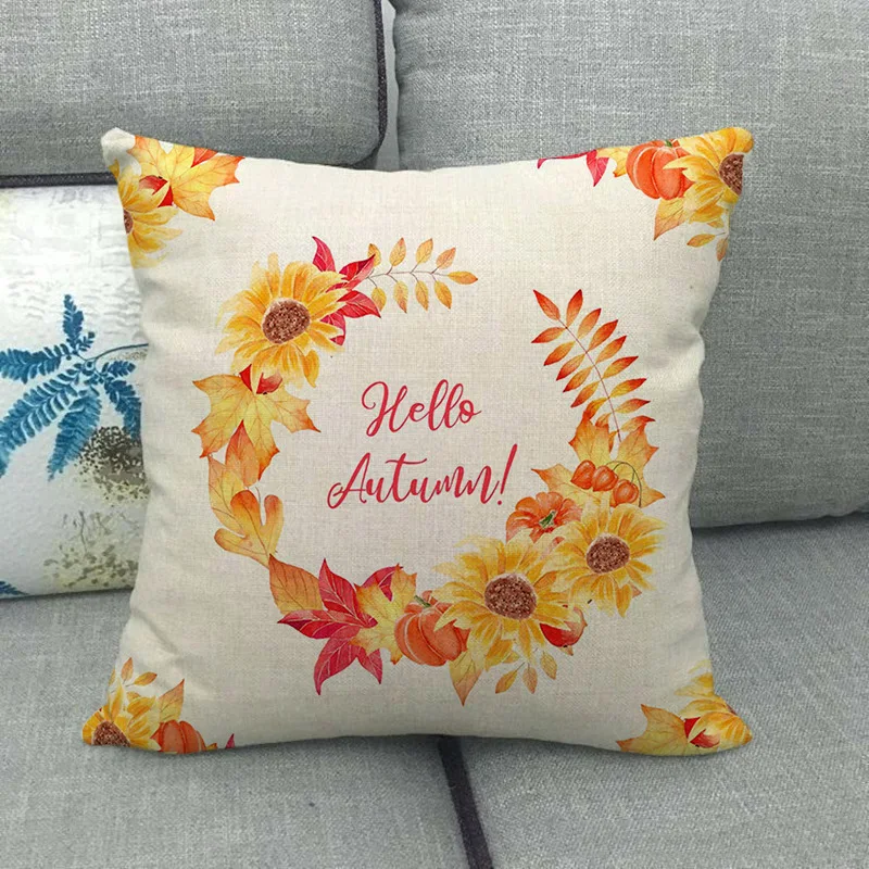 

Pumpkin Pillowcase Thanksgiving Decorative Cushion Cover Letter Pillow Linen Pillow Cover Christmas Cushion