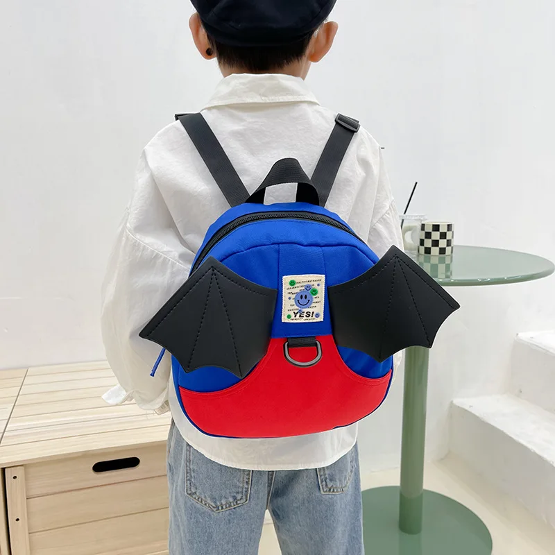 Kindergarten Schoolbag Cute Cartoon Little Devil Wings Anti-lost Bags Children's Preschool Backpack for Toddler Boy and Girls