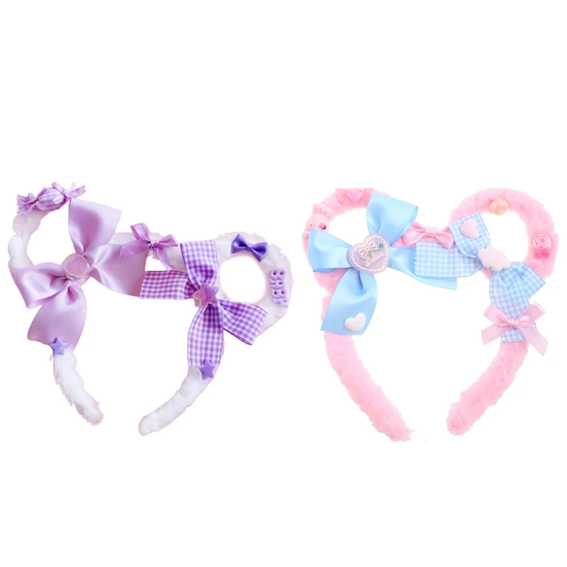 Повязка на голову с милыми медвежьими ушками головной убор сердечками в стиле