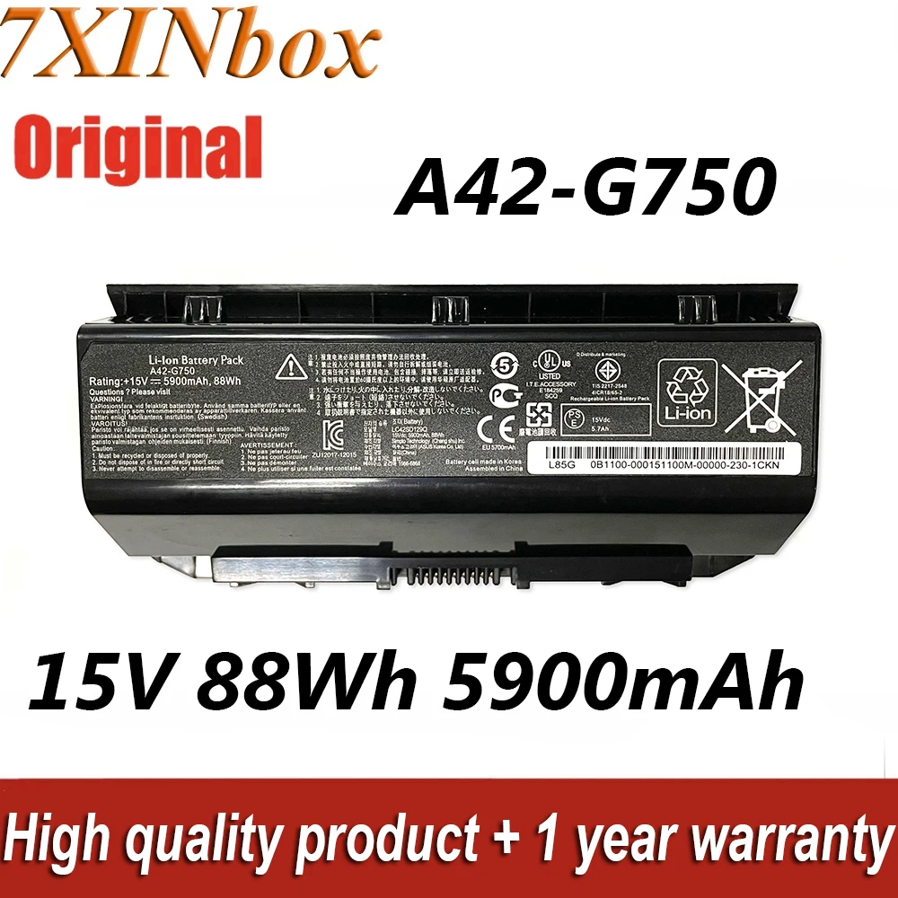 7XINbox 15V 88Wh 5900mAh A42-G750 Аккумулятор для ноутбука ASUS ROG G750 G750JM G750JS G750J G750JW G750JH G750JX G750JZ Series