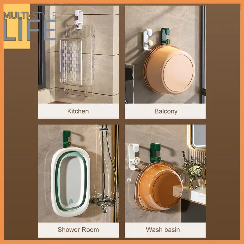 

Kitchen Bathroom Accessories Self-adhesive Hooks Strong Bearing Capacity Wall Mounted Washbasin Hook Durable Avoiding Punching