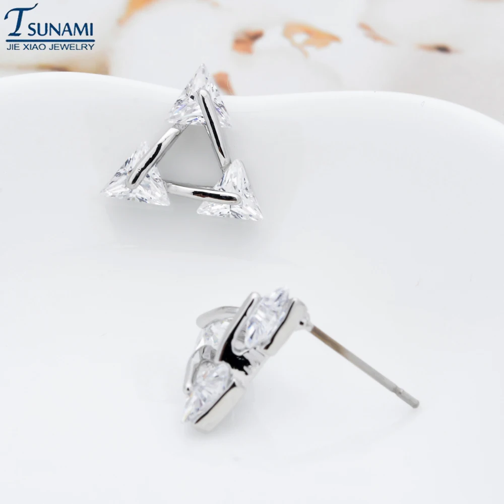 Изящные Модные треугольные серьги из циркония для женщин Креативный дизайн