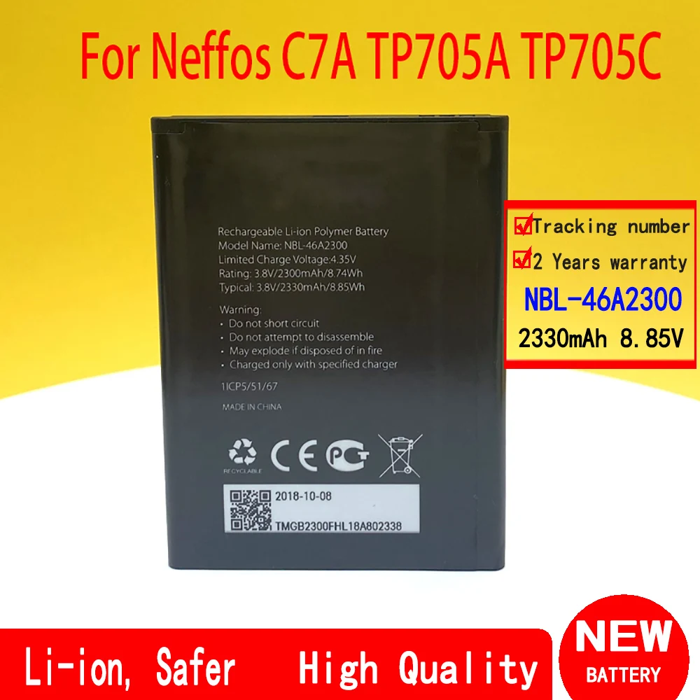 

New 2330mAh NBL-46A2300 Battery For TP-link Neffos C7A TP705A TP705C Mobile Phone In Stock + Tracking Number