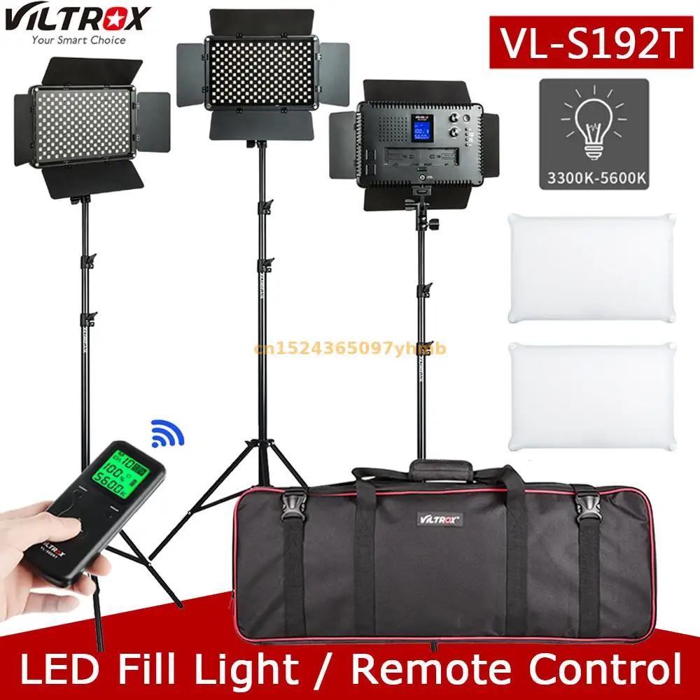 

VILTROX VL-S192T LED Video Light Bi-color Dimmable Wireless Remote Panel Lighting Kit + 1.8m Light Stand for Studio Shooting