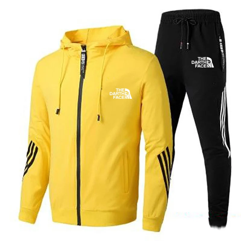 

Новый брендовый комплект с толстовкой на весну и осень, мужские брюки, Молодежный Спортивный костюм для бега и трёх аттракционов