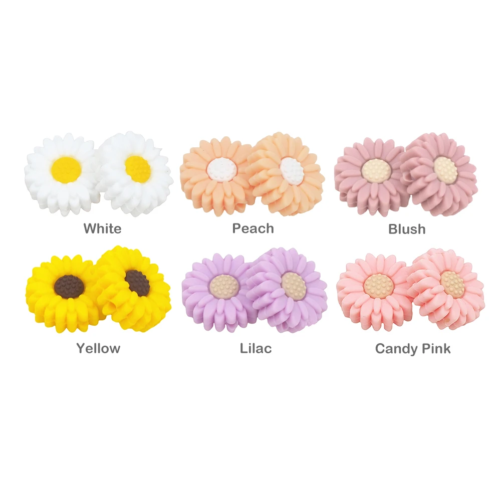 Chenkai 10 шт. бусины в виде подсолнуха детские силиконовые не содержащие бисфенола А