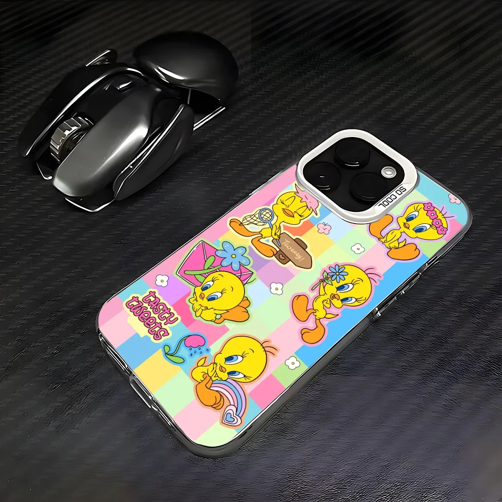 Милый чехол для телефона с изображением птиц T-Tweety iPhone 16 15 14 13 12 11 Pro Max белый