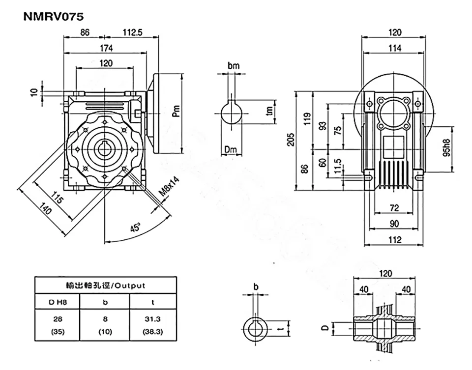 Редуктор червячного редуктора NMRV75 550 кВт 380 Вт трехфазный двигатель вертикальный
