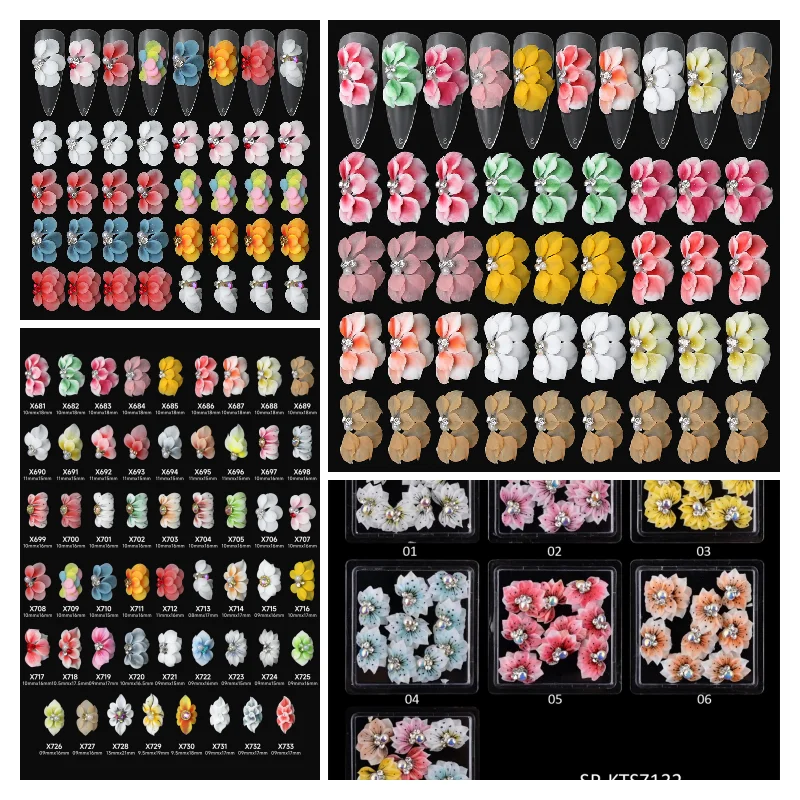 

5 шт., декоративные украшения для ногтей в виде цветка