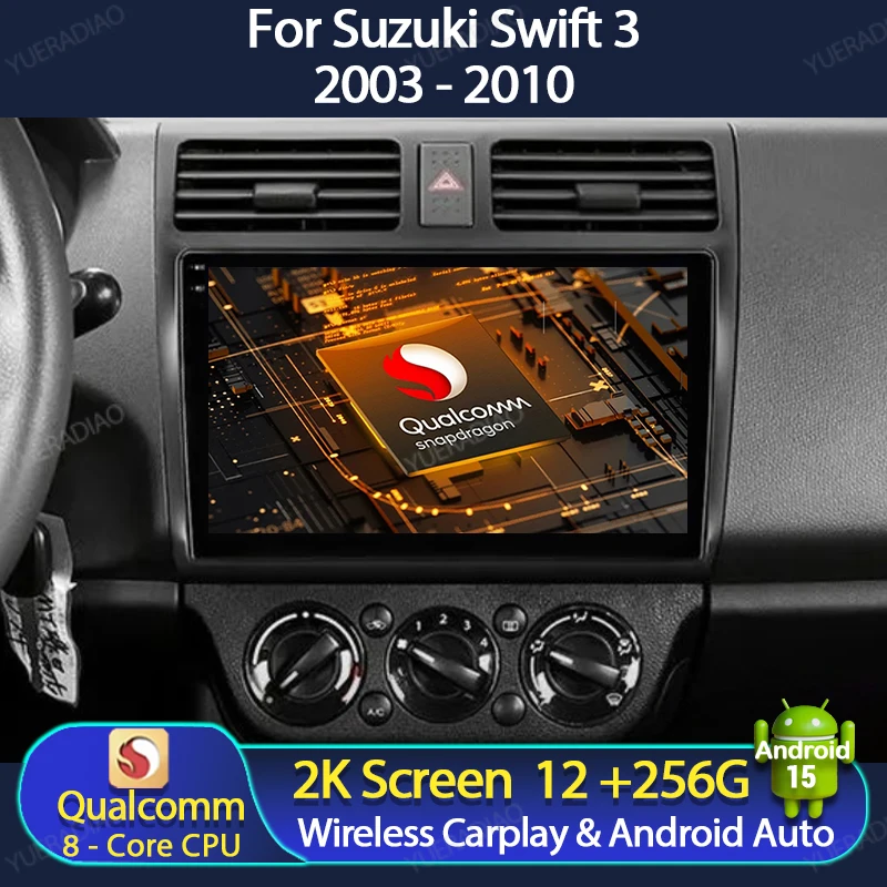 Фото Автомобильный радиоприемник Android 15 для Suzuki Swift 3 2003-2019, головное устройство BT, мультимедийный видеоплеер, 4G, WIFI, GPS NAVI Qualcomm 2DIN QLED №1