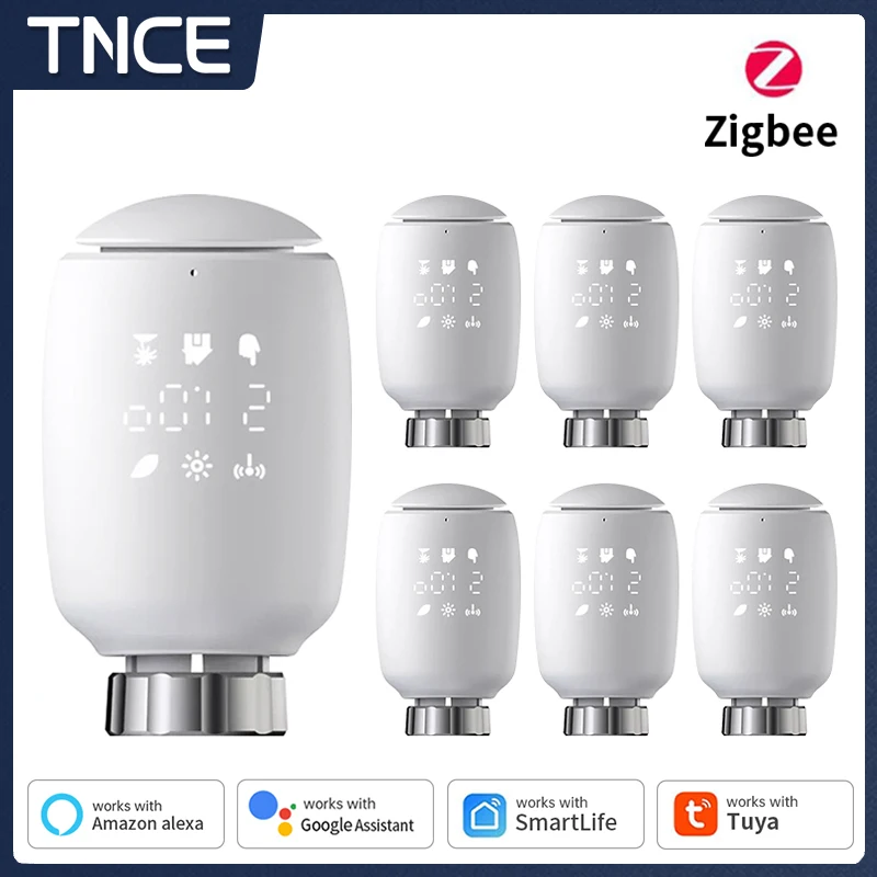 

TNCE Tuya Smart ZigBee3.0 Thermostatic Radiator Valve Actuator TRV Programmable Temperature Controller Alexa home Voice Control