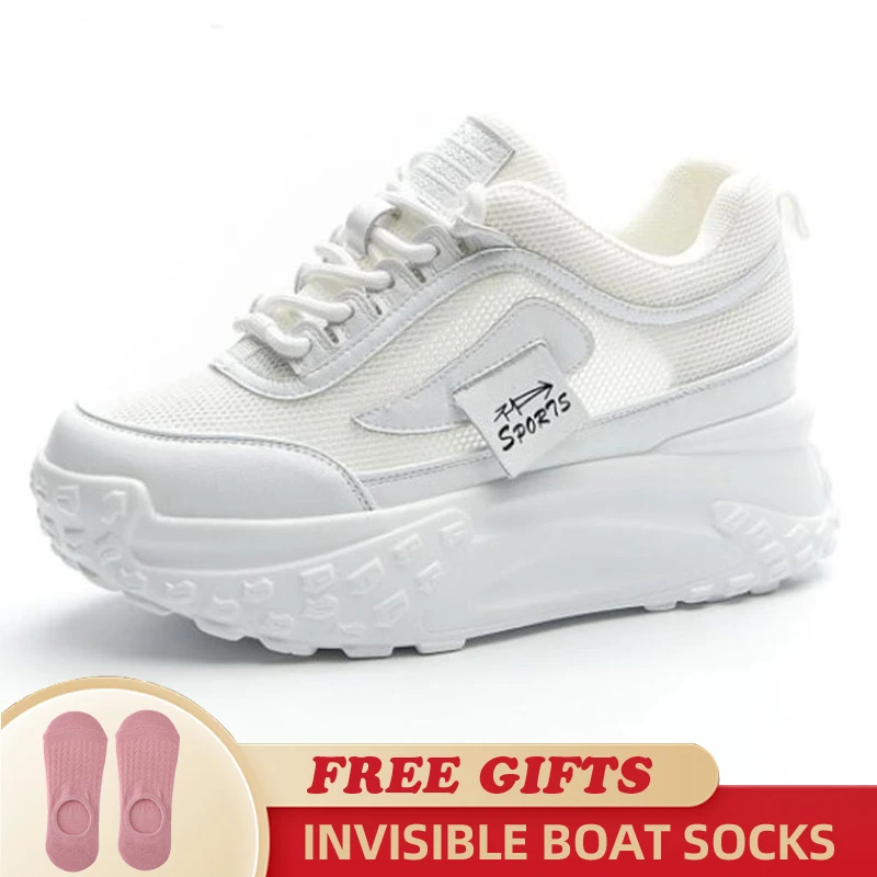 2023 Air Mesh 7cm Genuine Leather Women Casual Shoes Platform Breathable Soft Soles Sneakers Chunky Women Summer Female Shoes