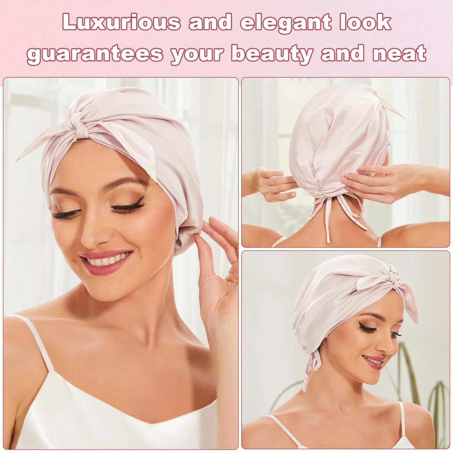 Модная мягкая однотонная шелковая шапка-тюрбан для женщин