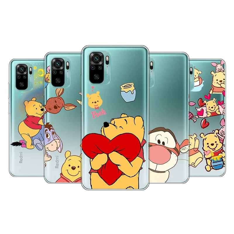 

Transparent Cover Cute Pooh Bear For Xioami Redmi Note 10 10S 9T 9S 9 8T 8 7S 7 6 5A 5 4X 4 Pro Max Phone Case