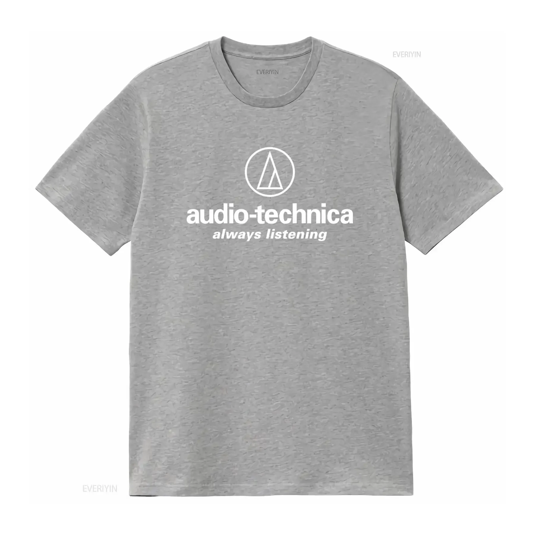 Фото Футболка с логотипом Audio Technica, дизайн «Always Listening», черный цвет, премиум-качество, идеально подходит для аудиофилов, винтажная, с эффектом потертости. №3
