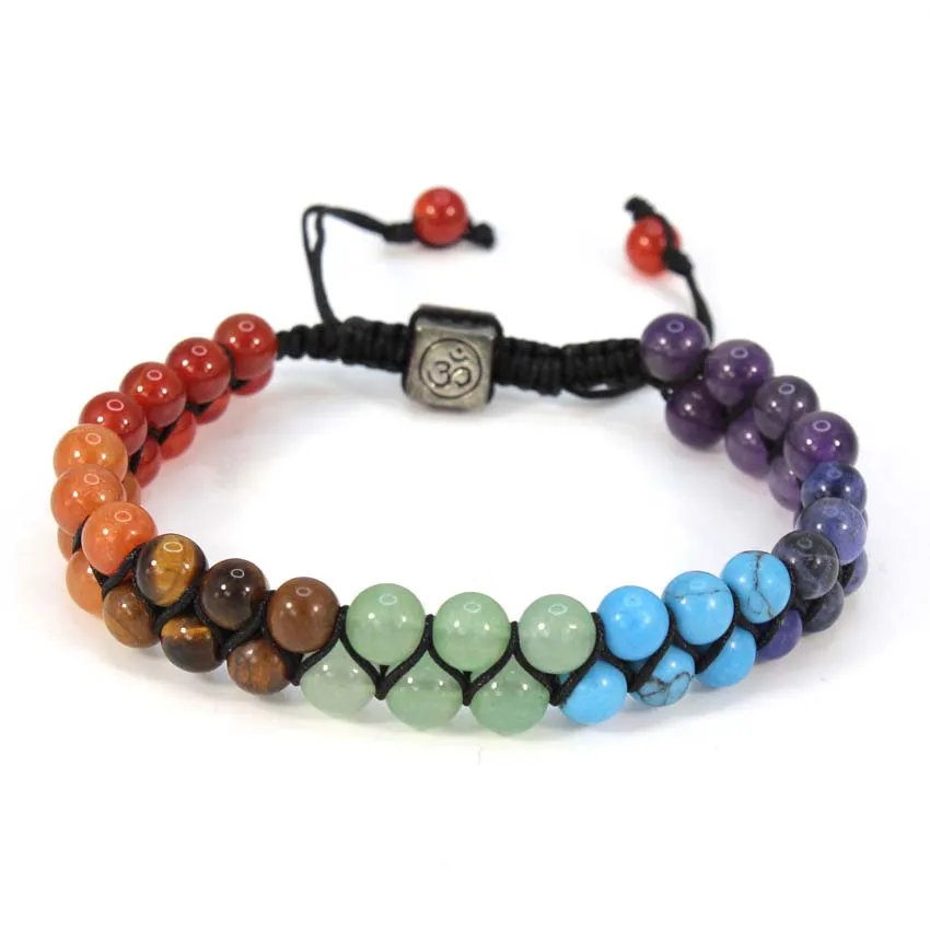 

100-Uniqe стильный Серебряный 3D гравировка семь чакр сменный ручной работы вязаный регулируемый браслет натуральный аметист ювелирные изделия модный подарок