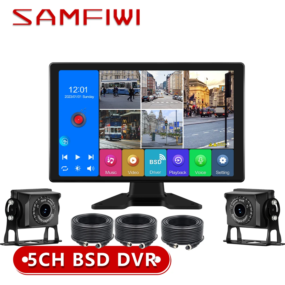 10-дюймовый сенсорный экран AHD IPS 5CH монитор для грузовика запись BSD DVR 720p камера