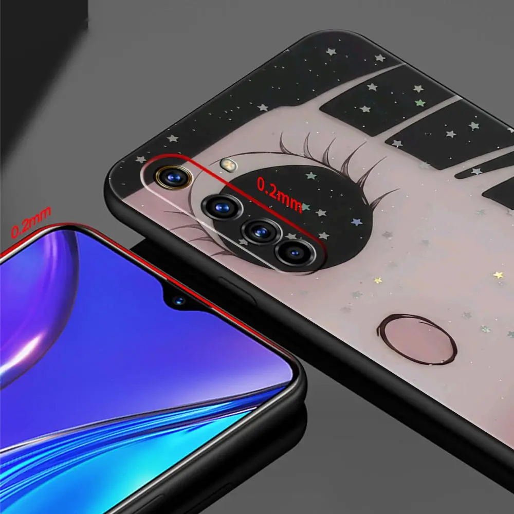 Фото Мягкий чехол из ТПУ для Realme C67 C63 C55 C53 C25 C21 10 11 12 13 GT 2 3 5 Pro Plus 5G, противоударный чехол для телефона, милый черный чехол с большими глазами №3