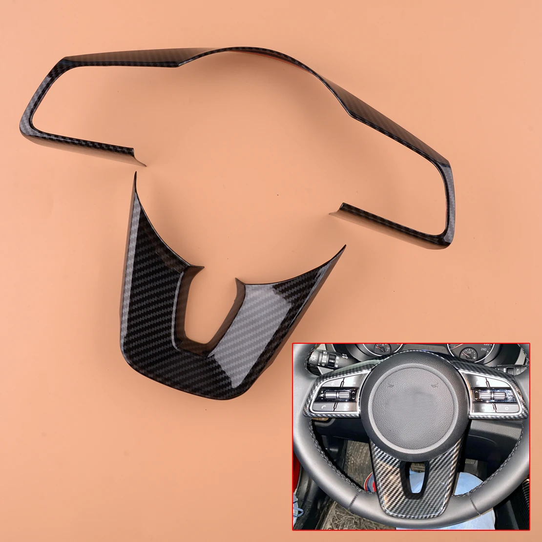 

2pcs/Set Carbon Fiber Style Car Interior Front Steering Wheel Cover Trim Frame ABS Fit for KIA CEED CD XCEED