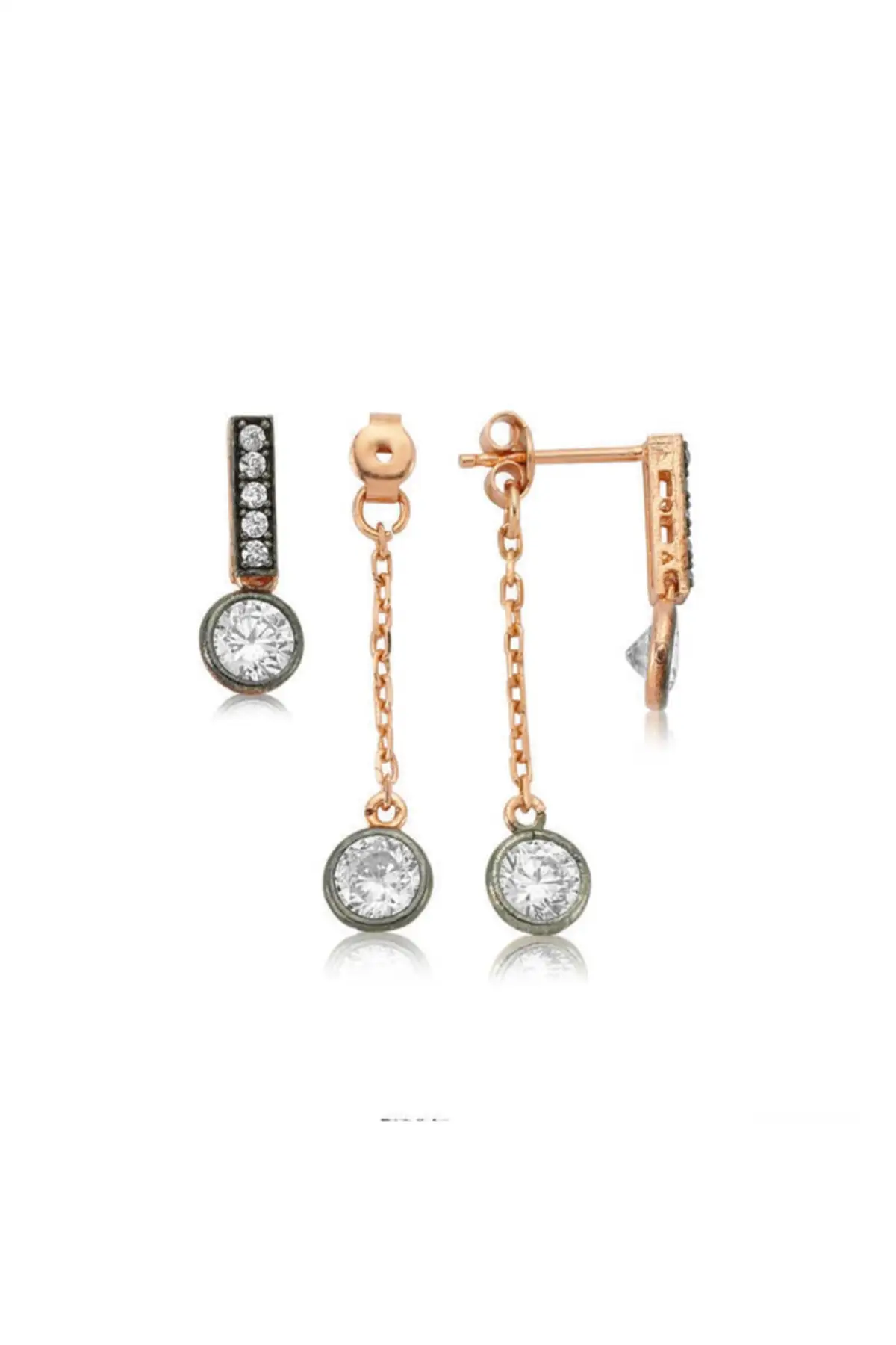 

Серебряная цепочка серьги с одним камнем