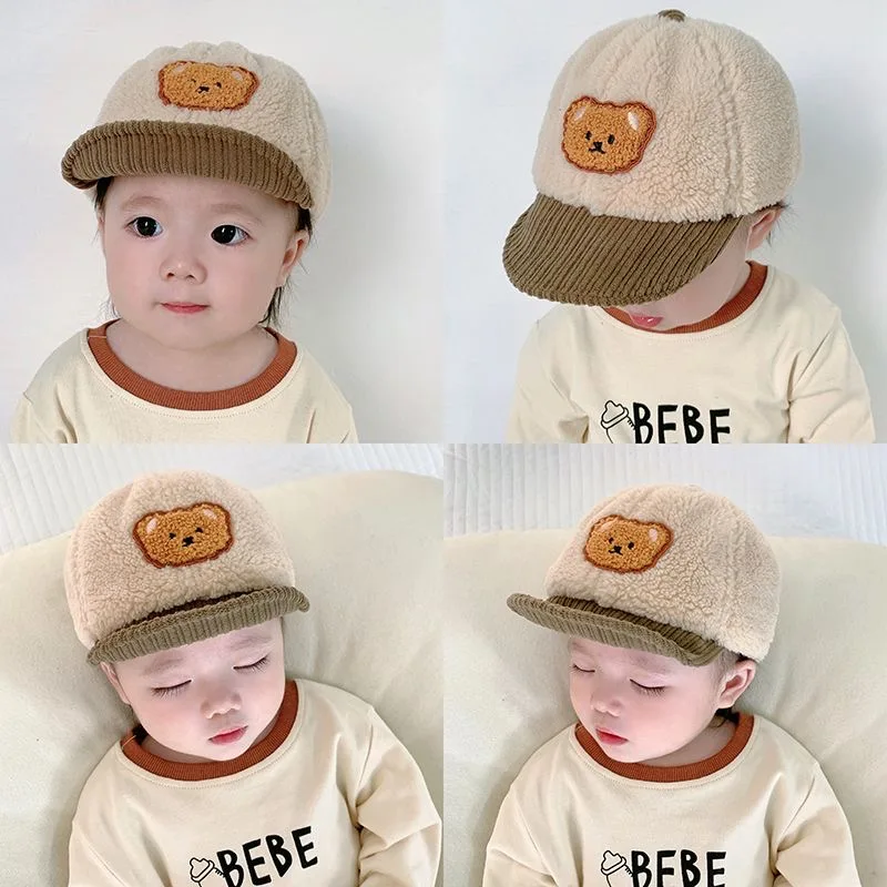 Korean Bear Baby Hat Wool Autumn Winter Soft Warm Infant Toddler Knitted Hat Newborn Pullover Children Kids Knit Bonnet Caps