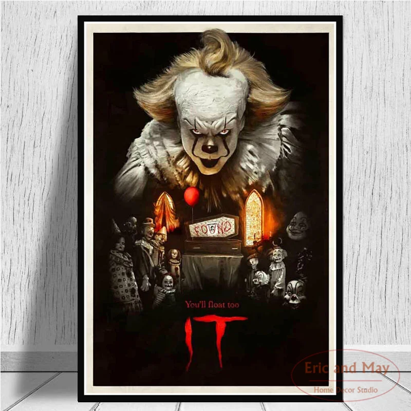 

Фильм ужасов It button 2 2019, плакат и печать на холсте Pennywise, художественные настенные картины, эстетический декор комнаты Quadro