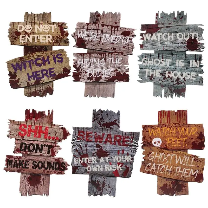 

ABOOFAN 6pcs Halloween Yard Sign with 12pcs Stakes Outdoor Lawn Decorations Treat or Trick Party Supplies