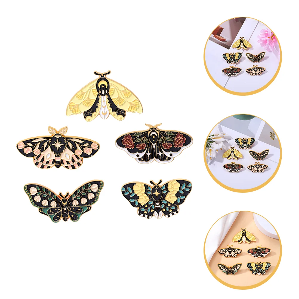 

5 Pcs Clothing Butterfly Moth Brooch Miss Women Dress Hats Badge Jewelry Alloy Insect Lapel Pin Backpack brooches Enamel