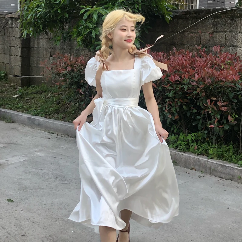 

Fairy Vintage Princess White Dress Women Casual y2k Kawaii Lolita Elegant New Korean Fashion Dresses Puff Sleeve 2022 Summer