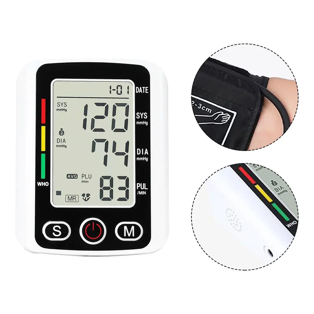 

Professional Portable Arm Blood Pressure Monitor Automatic Tonometer Digital Tensiometer Heart Rate Monitor Home Devices