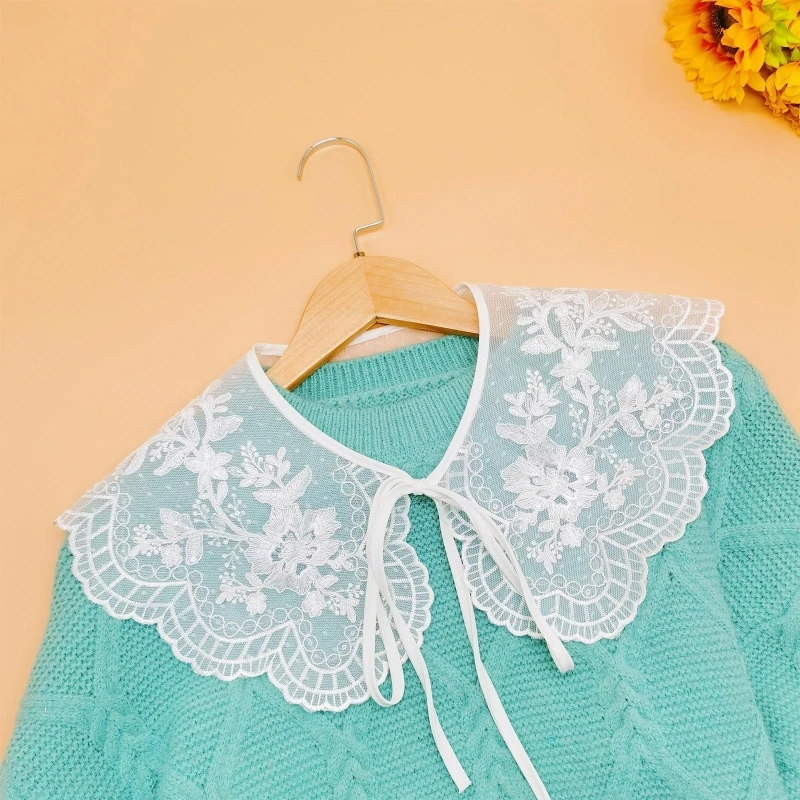 Кружевная вышивка цветы шаль искусственный воротник женская рубашка ложные