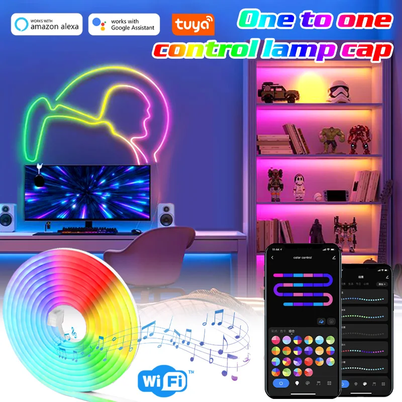 

Neon Light with WIFI Neon Rope Light DIY Light Bar APP Control Music Sync TV Backlight Game Living Room Bedroom Decoration