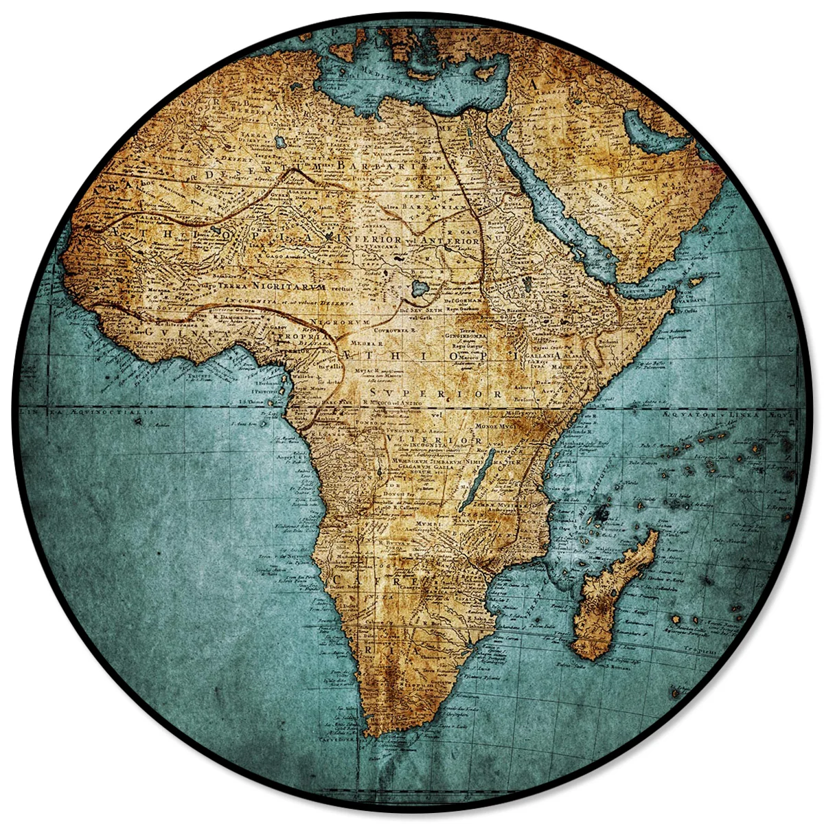 

Map Retro Paper Round Carpet for Bedroom Modern Home Decoration Rug for Living Room Bathroom Outdoor Mat Circle Rug