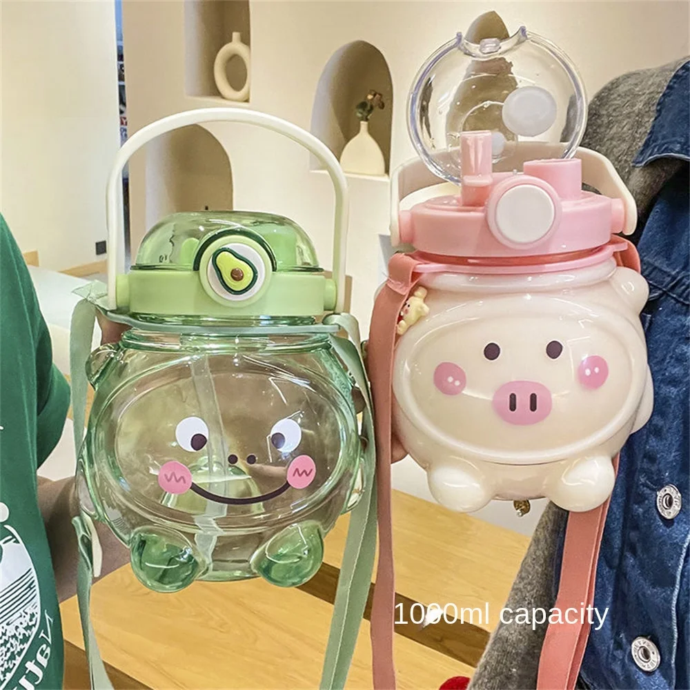 

Net Red Bear Strap Kettle Students Water Bottle Cute Net Red Summer Cup Water Cup Double Drink Water Cup High Color Value