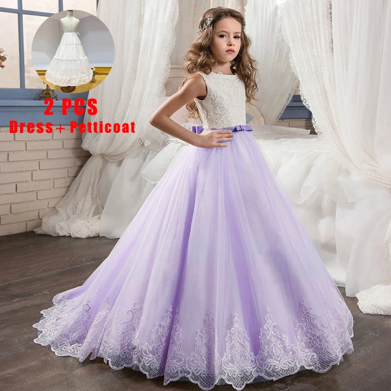 2022 Teen Wedding Girl Dress First Comunion Dress for Girl Evening Princess Flower Dress Kids Clothes Costume Vestido 8 -14 Year images - 6