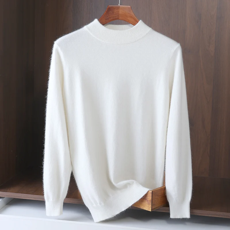 Men's Autumn/Winter 2022 New Half Neck Solid Color Long Sleeve Knit Pullover Plus Size Thick Business Casual Comfortable Base