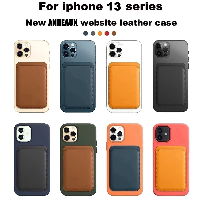 for magsafe magnetic card holder case for iphone 13 11 12 pro max mini leather wallet cover xr xs max card phone bag adsorption free global shipping