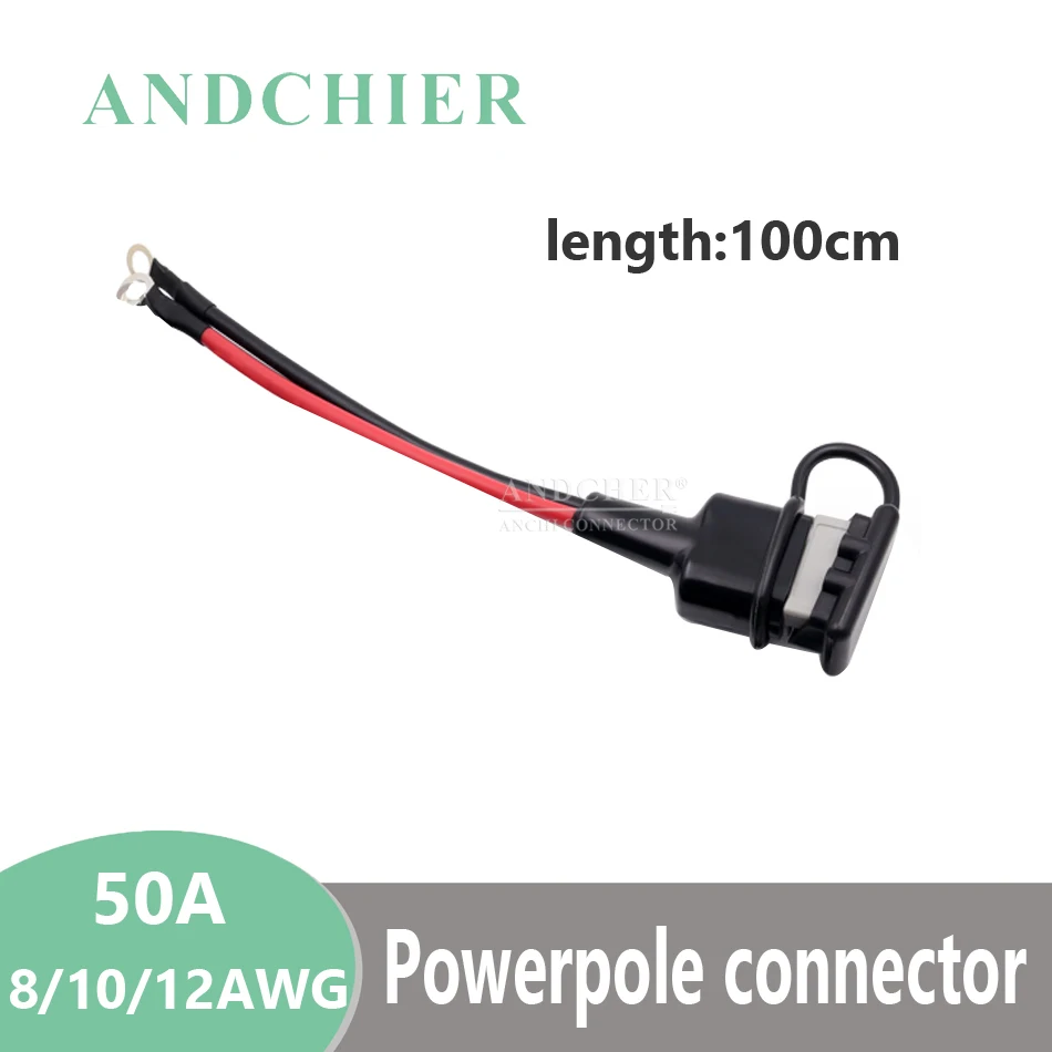 Высококачественный 2-контактный разъем Anderson 50A 600V с 100cm 8AWG/10AWG/12AWG силиконовый жгут проводов и пылезащитная крышка